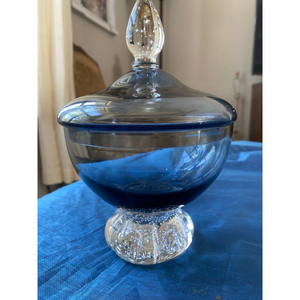 Vintage Aseda Glasburk Apothecary Candy Jar with Lid By Borgstorm Italy Blown